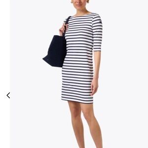 SAINT JAMES
Propriano White and Navy Striped Dress siz e M like new